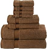 Bliss Casa 8 Piece Towel Set; 2 Bath Towels, 2 Hand Towels and 4 Washcloths - 600 GSM 100% Combed Co