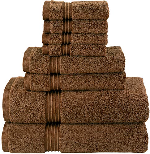 Bliss Casa 8 Piece Towel Set; 2 Bath Towels, 2 Hand Towels And 4 Washcloths - 600 Gsm 100% Combed Cotton Quick Dry Highly Absorbent Thick Bathroom Towels - Soft Hotel Quality For Bath And Spa (Brown) #TOP27