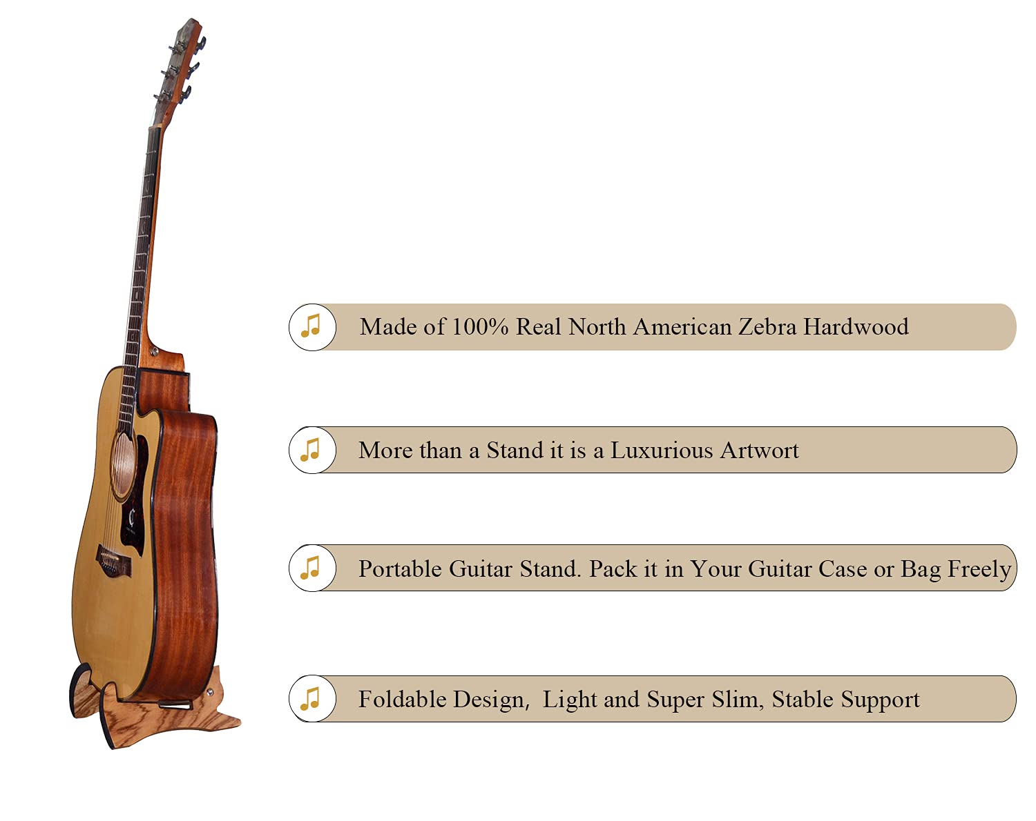 PUNK Support de guitare, support pour instrument à cordes en bois zèbre, support de guitare en forme de lapin mignon, pour guitare acoustique, guitare électrique, guitare classique, guitare basse