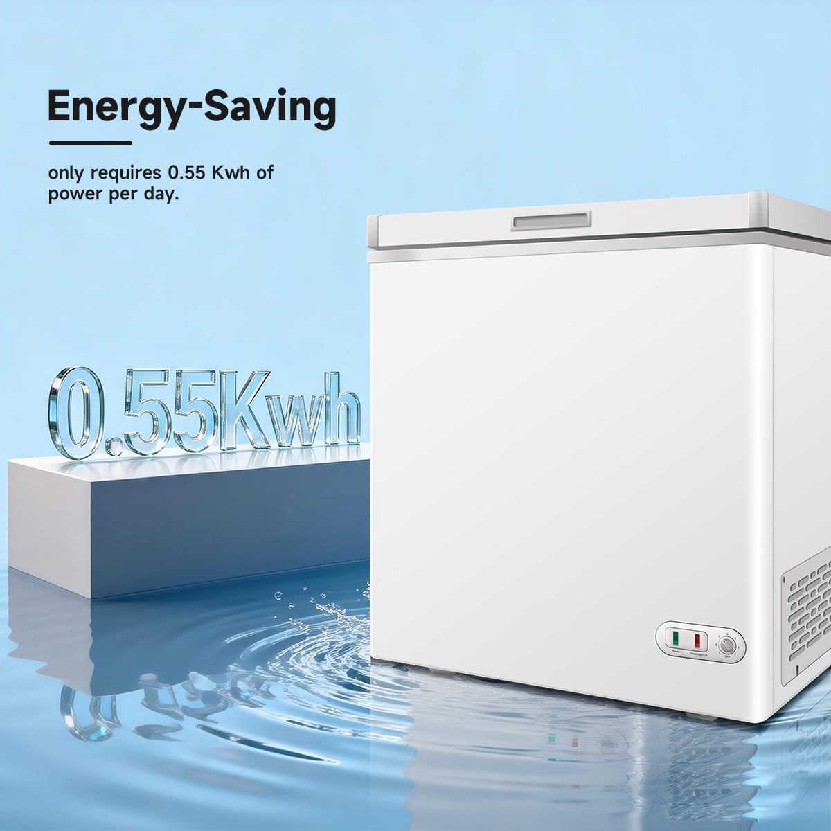 5 Cu.Ft Chest Freezer - Lockable Stay Top Open Door With -9.5℉~ 5℉,7 Temperature Control, Removable Baskets, Energy-Efficient Deep Chest Freezer For Home, Office, Bar, Kitchen, White on Fridge.com - View 5