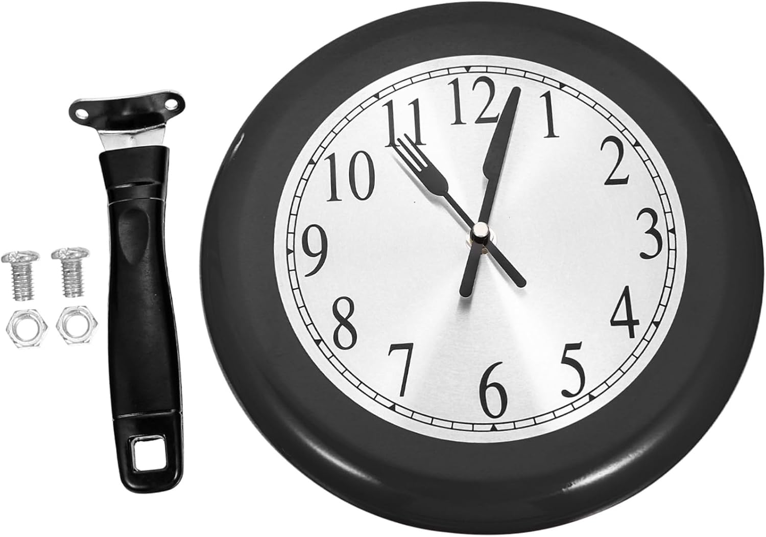 1set Frying Pan Shape Wall Clock Silent Decorative Clock for Kitchen and Living Room Unique Modern Design Easy to Install Battery Operated Battery Not Included