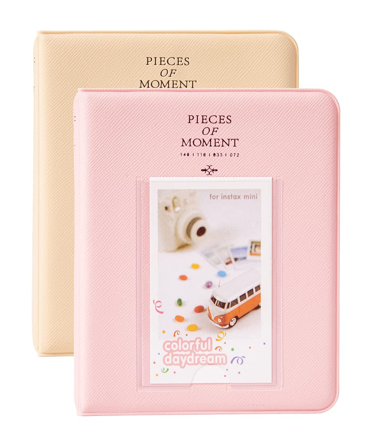Goodsnetic Beige And Pink Polaroid Photo Albums,2Pcs 64 Pockets Album For Fujifilm Instax Mini 7S 8 8+ 9 25 26 50S 70 90 Instant Camera Name Card,Photo Book For Polaroid Pic-300P/Z2300,Beige&Pink…