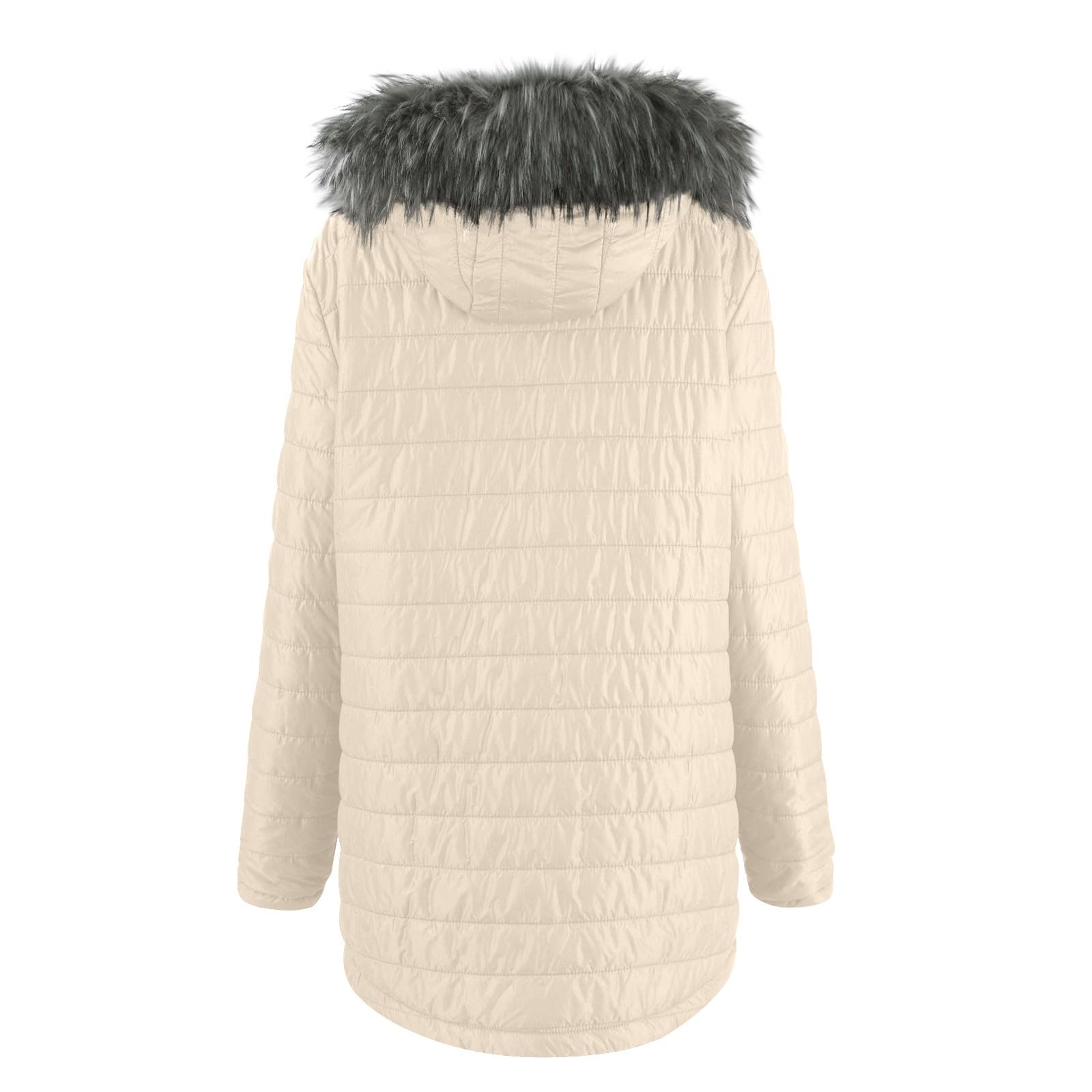 Generisch Damen Warmer Lange Winterjacke Baumwolle Pufferjacke mit Kapuze Elegant Einfarbig Baggy Bequem Daunenjacke