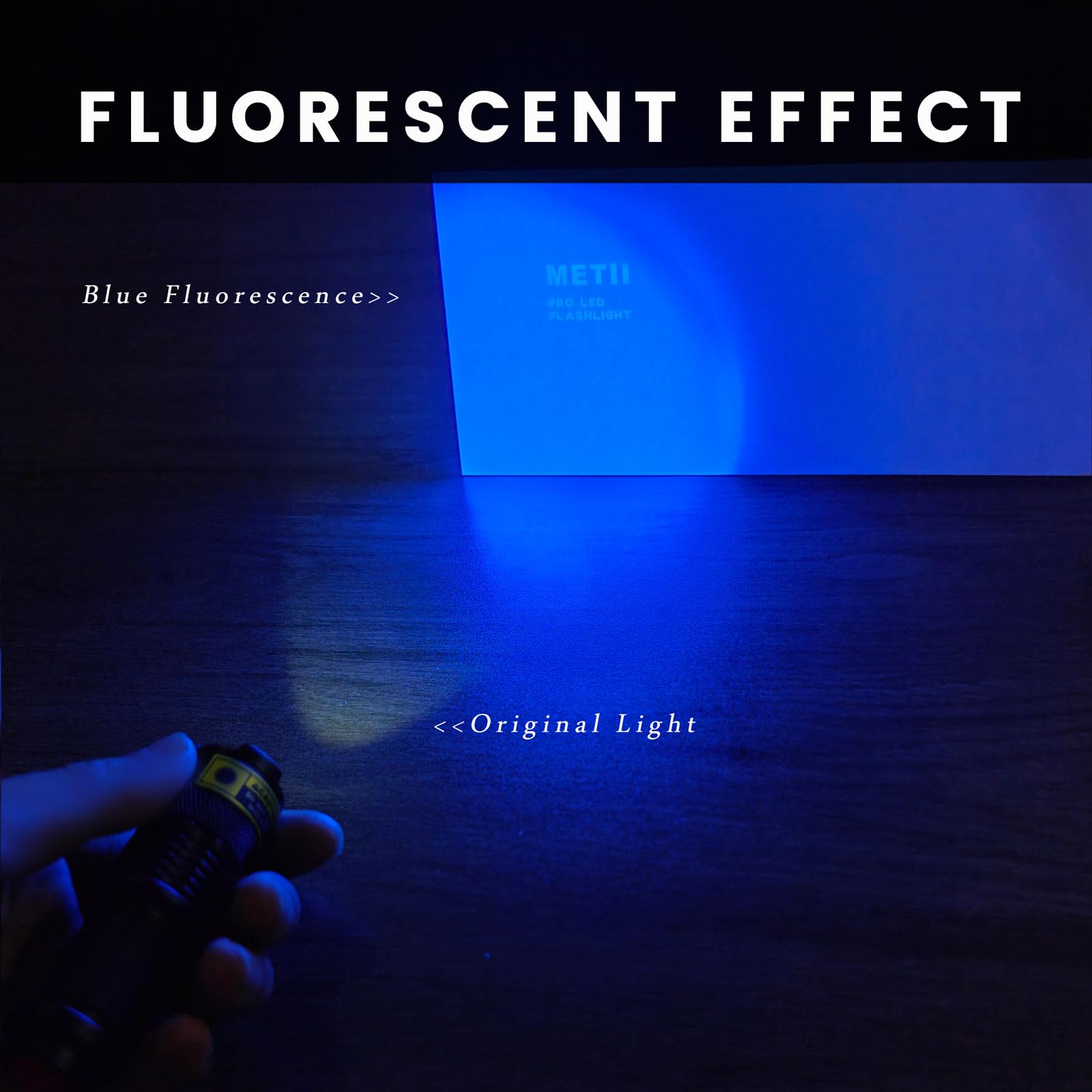 METII Mini UV Flashlight 365nm - Lightweight, Portable, and Zoomable, Ideal for Detecting Anti-counterfeiting, Fluorescent Agents, and More - Batteries Not Included
