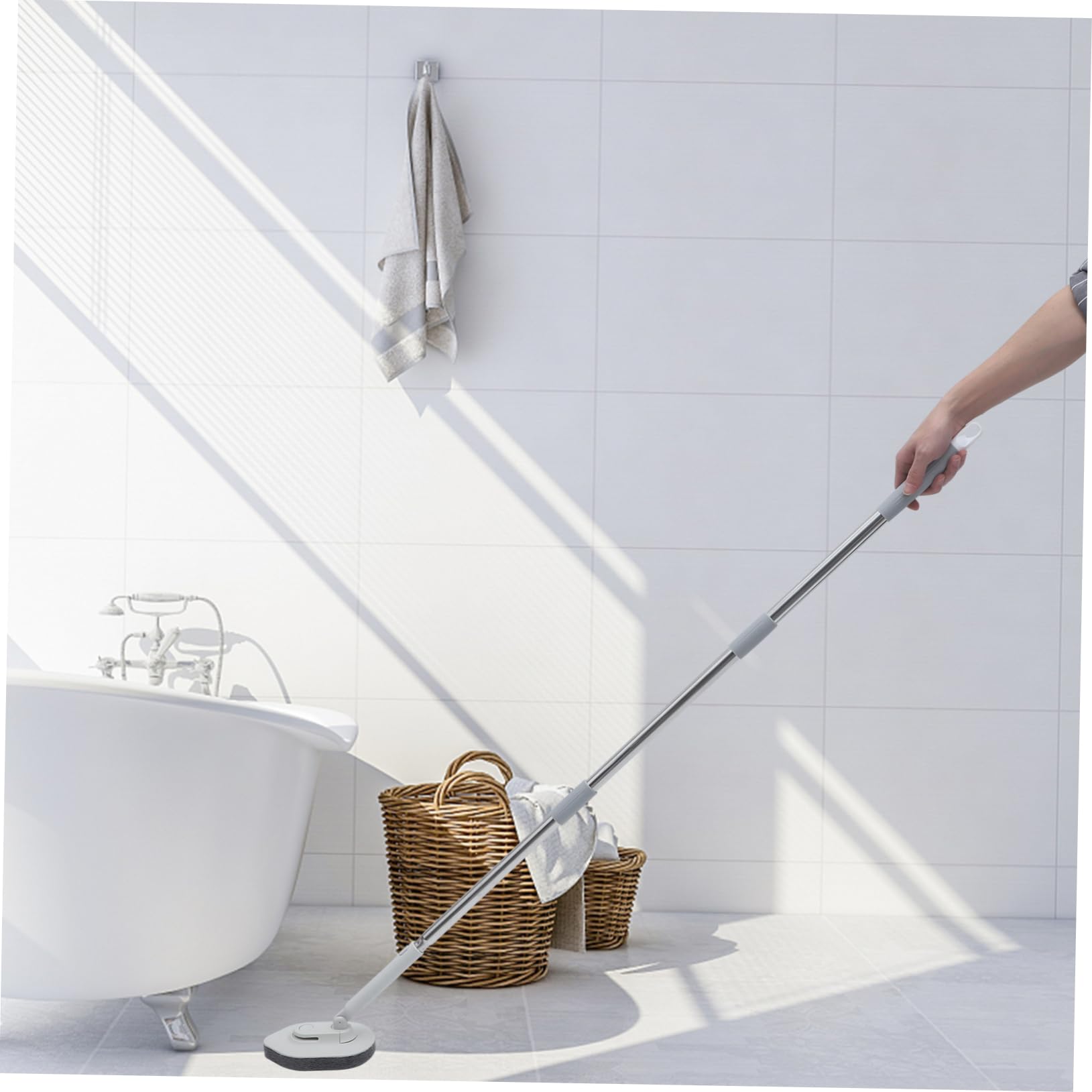Cepillo De Suelo Rígido Para Fregar Pisos y Azulejos De Baño Cepillo Multiusos Mango Para Limpieza De Ducha y