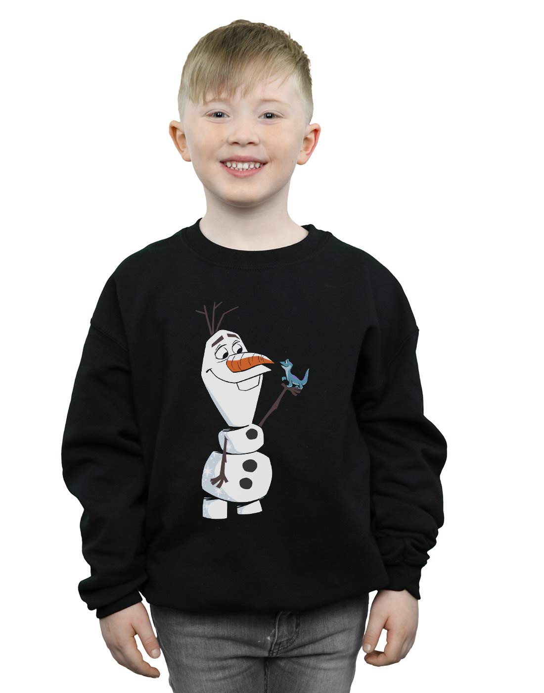 Absolute Cult Boys Black Disney Frozen 2 Olaf And Salamander Sweatshirt 3-4 Years