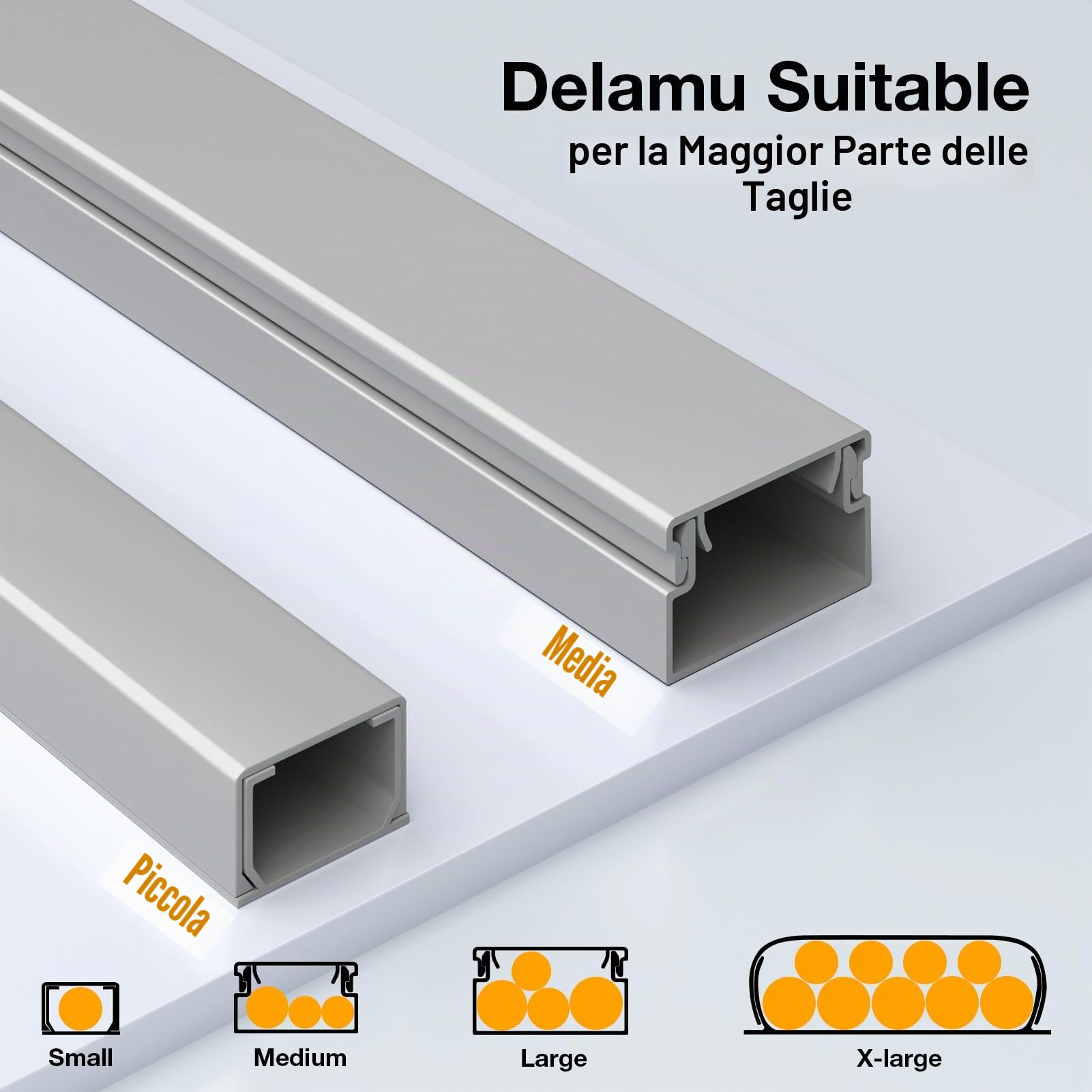 Delamu Canalina Passacavi Muro, 4M Adesiva Canaletta per Cavi Elettrici Verniciabile cavo di correttore Covers, Copertura Per Cavi per Computer A Casa O In Ufficio, 10 Pezzi L400mm*W30mm*H17mm, grigio