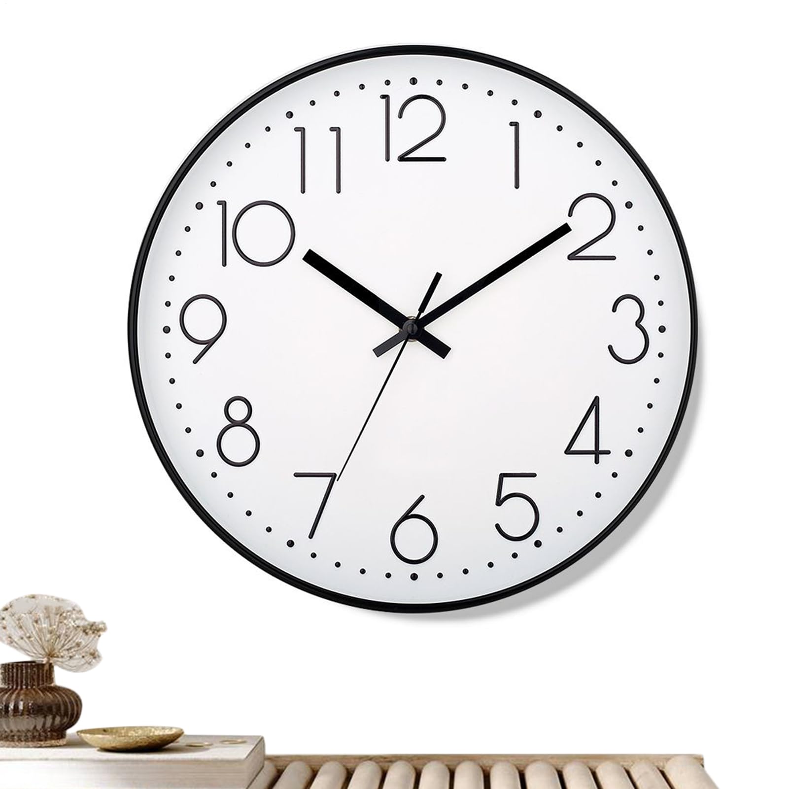 Horloge murale silencieuse sans tic-tac de 25 cm pour un sommeil paisible à la maison