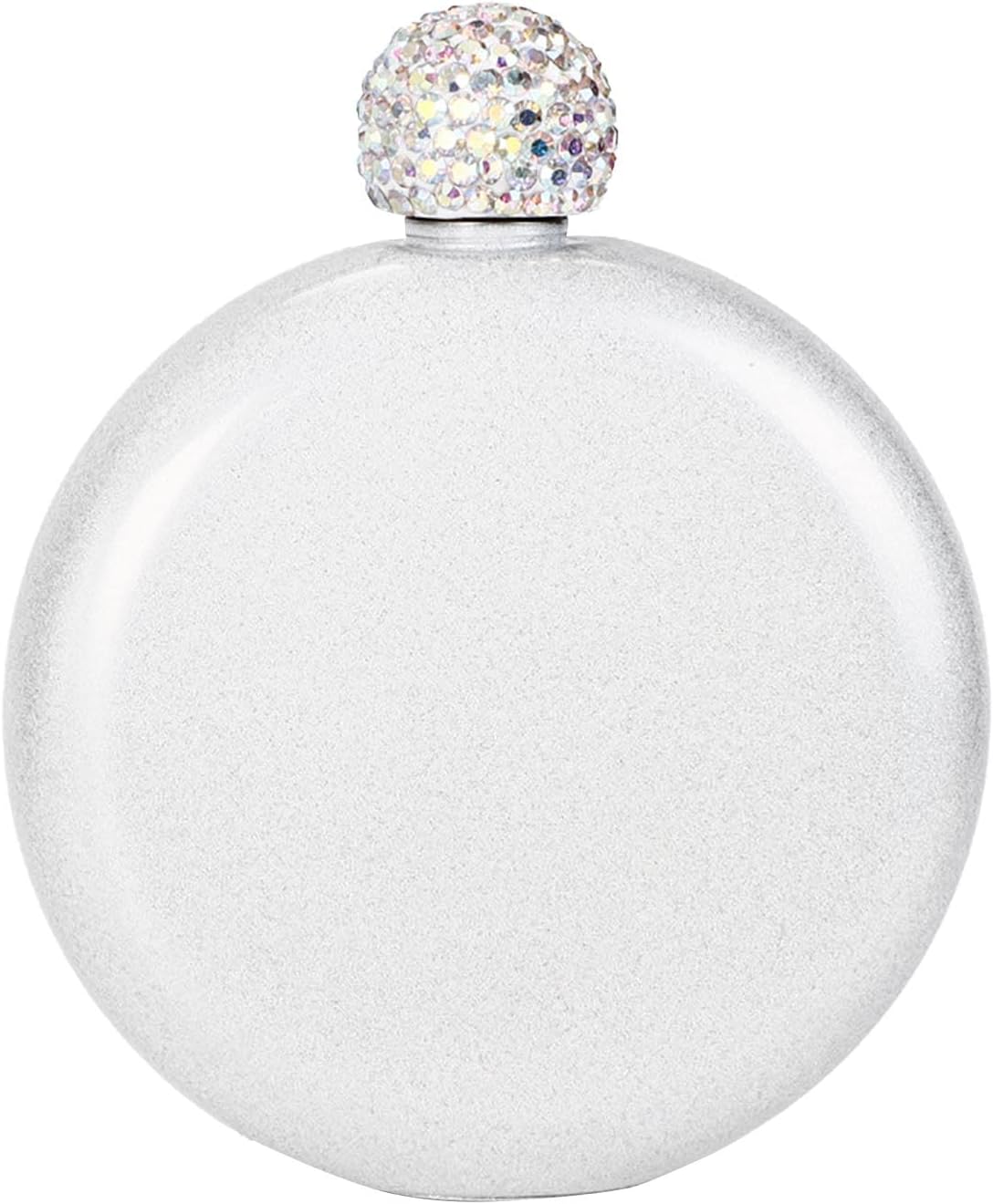 Hip Flask Stainless Steel Round Flasks for Liquor, Portable Liquor Flask for Women with Rhinestone Lid Ideal Gift for Women Lady