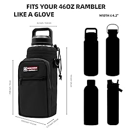 NATURE PIONEOR Water Bottle Holder with Adjustable Strap - 26/32/36/40/46/64oz Insulated Water Bottle Sling Carrier with Paracord Handle & 2 Pockets, Outdoor Sports, Hiking, Camping, Gym