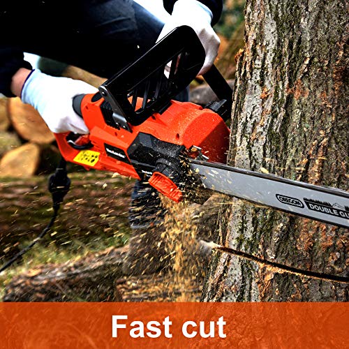 MaxLander Electric Chainsaw, 15Amp Corded Chainsaw,15m/s Driect Drive with 18 Inch Chain and Bar Tool Less Chain Tension,Professional Powerful Fast Cut