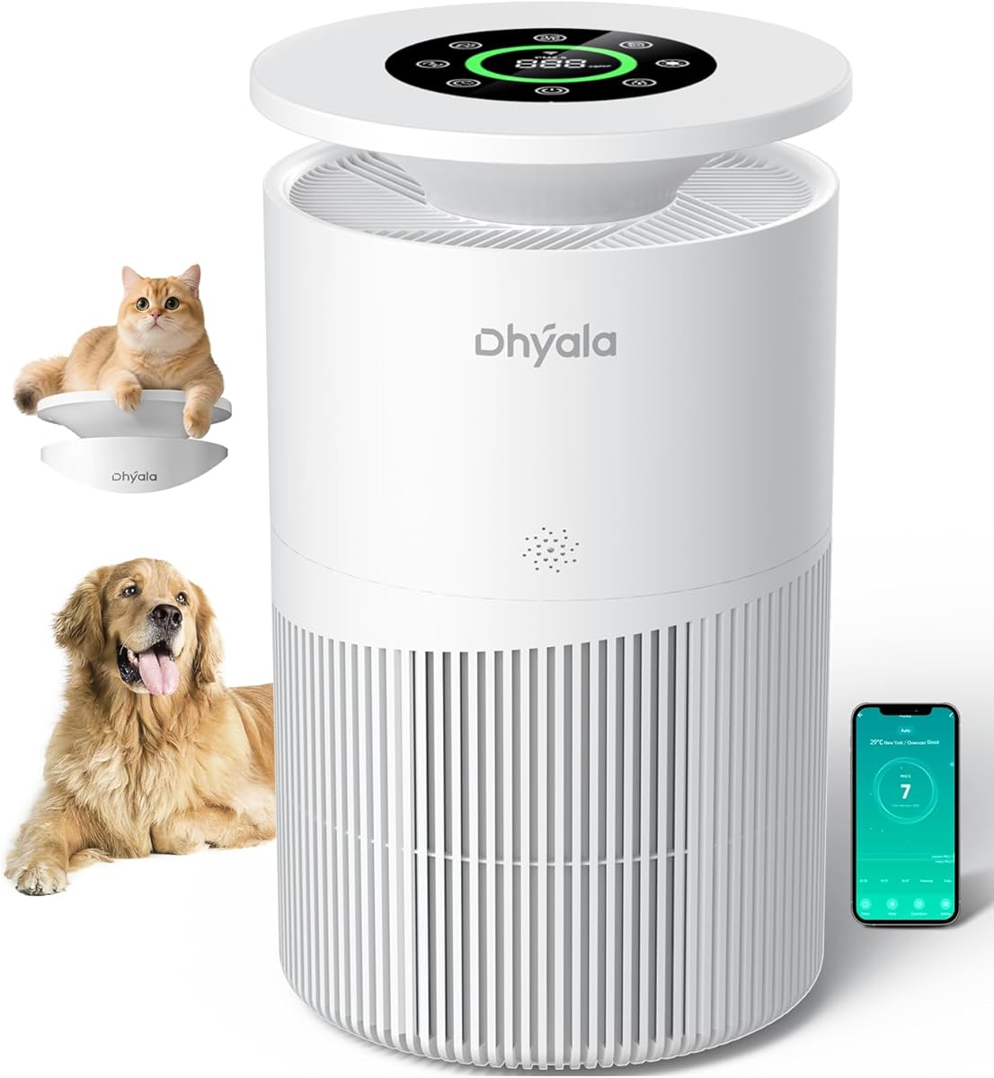 Air Purifier for Home Large Room up to 3620Ft², H13 True HEPA Air Purifiers for Home Pet Hair Dander Odor Pollen, Air Cleaner with Smart WiFi, 360° Air Intake, Auto Mode, Pet Lock, 22dB Quiet