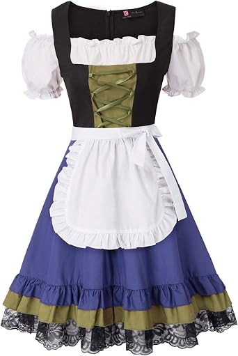 KANCY KOLE Womens Oktoberfest Dress Costume German Dirndl Dress 2 Pieces for Bavarian Carnival