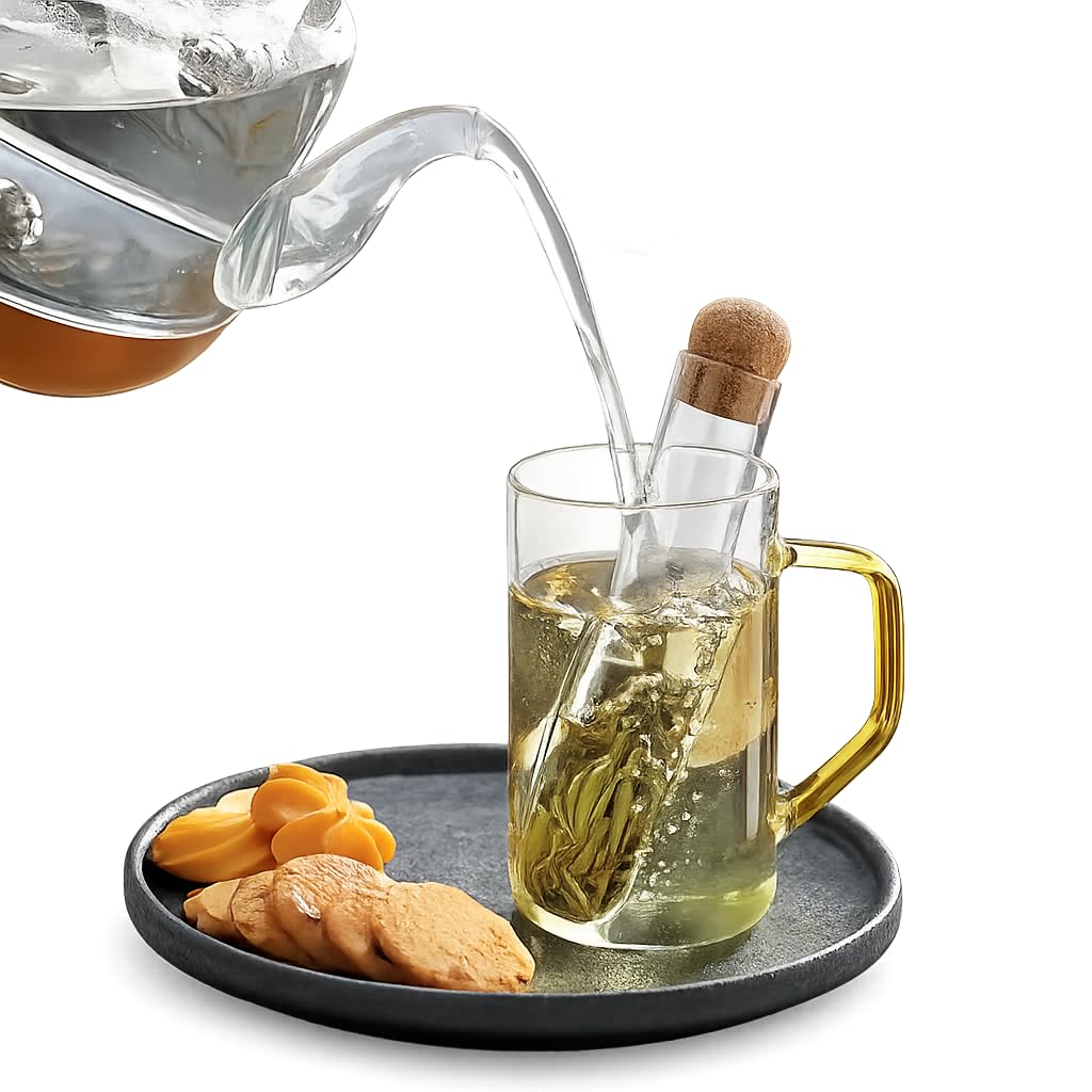 Tea Infuser for Loose Tea, Trianu Glass Strainers for Long Leaf Tea, Reusable Glass Diffuser, Large Loose Tea Steeper Filter for Cup-image-30