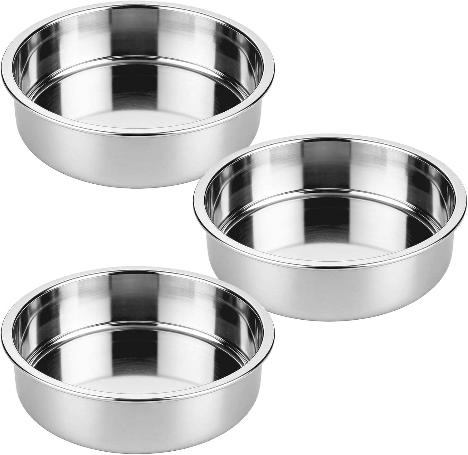 Tifanso 8 Inch Stainless Steel Round Cake Pans Set of 3 - Stackable Even Heating Bakeware for Layer Cakes, Birthdays, Weddings