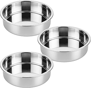 tifanso 3PCS 8" Round Stainless Steel Even Heating Cake Pans for Baking | Stackable Design, Perfect for Layer Cakes Birthday Parties & Weddings, Dishwasher Safe, Ideal for Home Bakers