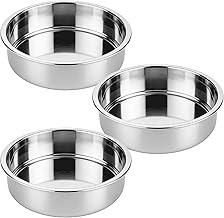 tifanso Set of 3 Stainless Steel Cake Pans - 8 Inch Round Layer Cake Baking Pan Molds, Stackable Even Heating Baking Set, Dishwasher Safe Bakeware Tins for Home Bakers, Birthday Party Wedding