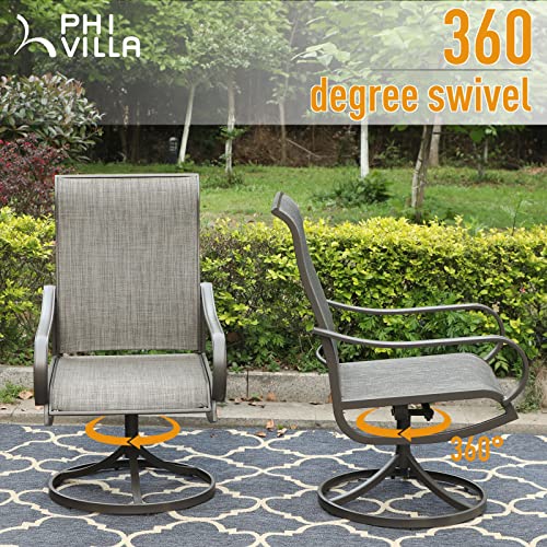 Phi Villa Patio Swivel Dining Chairs Set Of 2, Outdoor Kitchen Garden Porch Chair With Textilene Mesh Fabric, Patio Furniture Gentle Rocker Chair With Back, Brown Metal Frame #TOP1