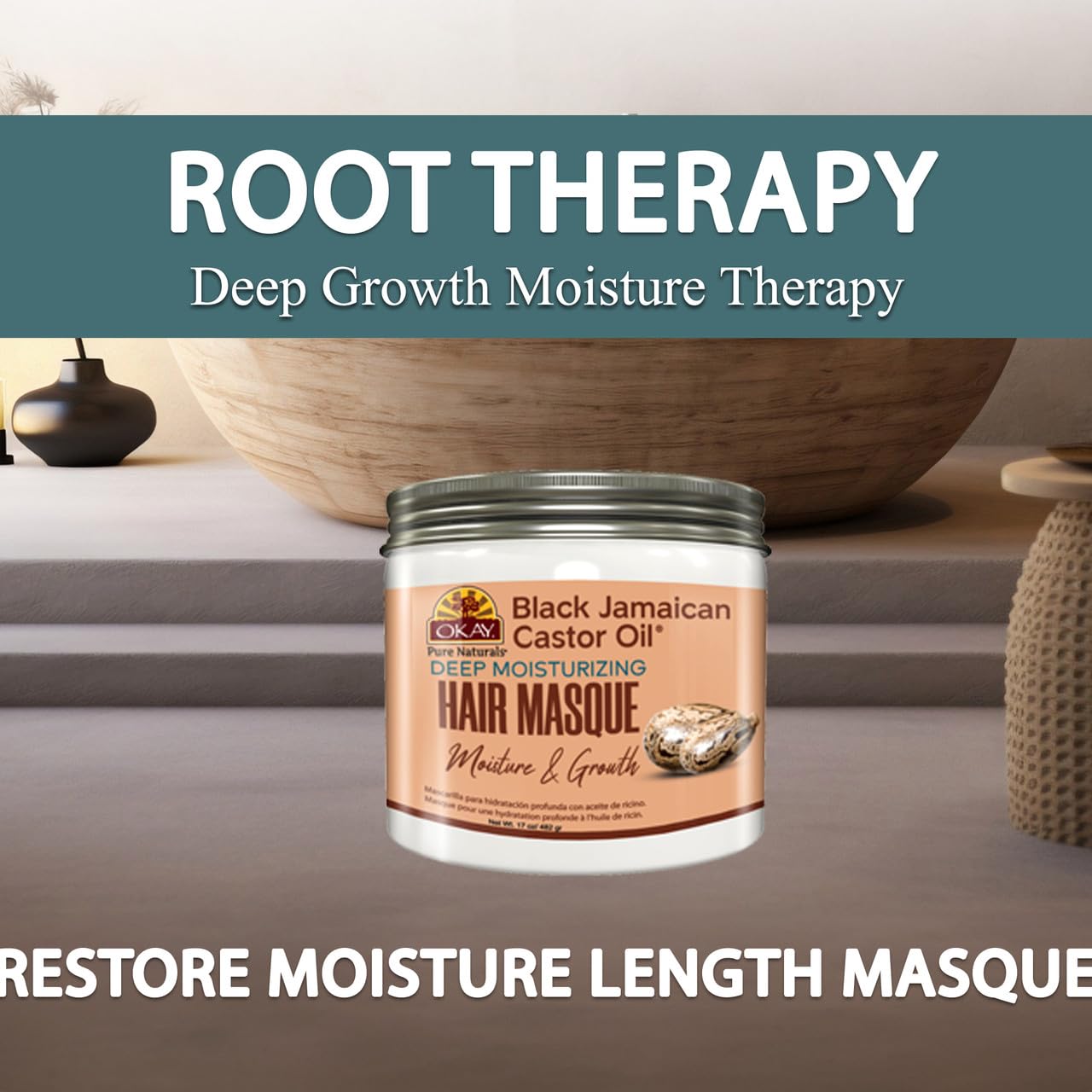 OKAY Black Jamaican Castor Oil Hair Masque - 17 oz / 482 gr
