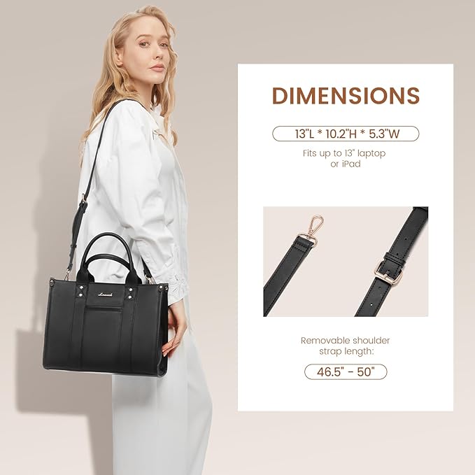 Bolso tote para mujer de cuero sintético negro miniatura 7
