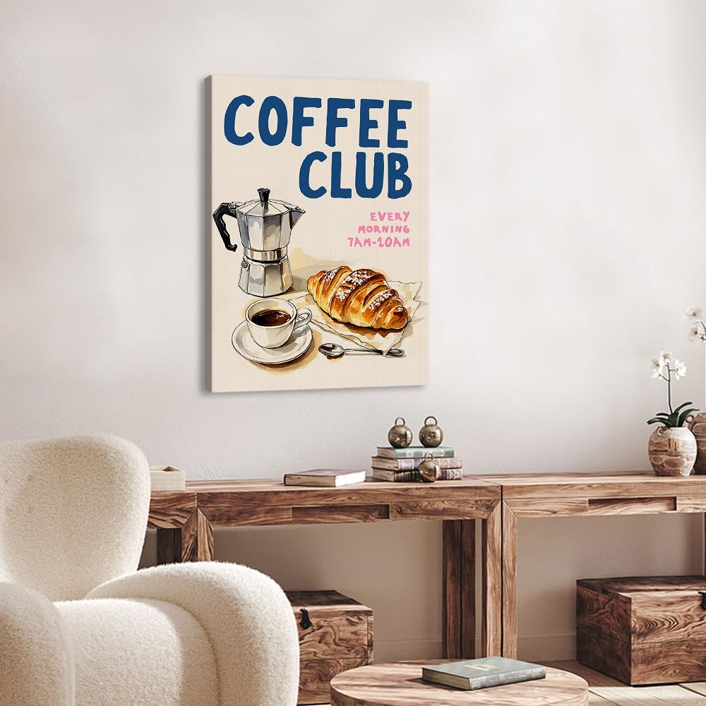 Trendige Küchen-Wandkunst, Mokkakanne, Kaffee, Pasta-Liebhaber, Wein, Käse, Retro-Lebensmitteldrucke, Kaffee-Poster für Esszimmer, Bar, Café, Dekor (SKU1, 40 x 50 cm, gerahmt (verpackte Leinwand)