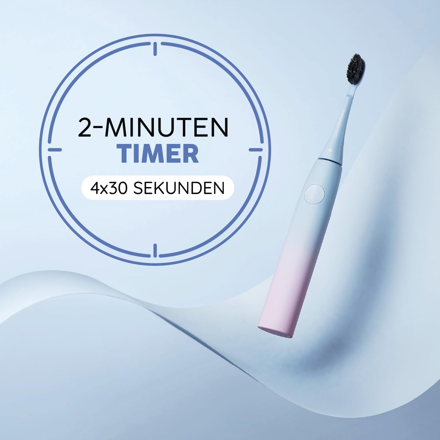 happybrush Elektrische Zahnbürste ECO VIBE Lite [Testsieger] Starterset - Schallzahnbürste mit 6 Wochen Power-Akku inkl. 3 Aufsteckbürsten Pastelltöne