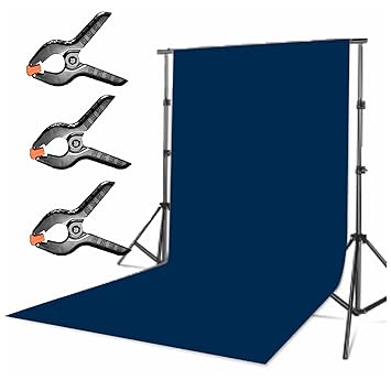 Boltove 8FTX12FT Blue Backdrop Background with 3pcs Spring Clamps for Photography Backdrop,Photoshoot Background, Home Decoration, Product Photography, Screen Video Recording, Curtain
