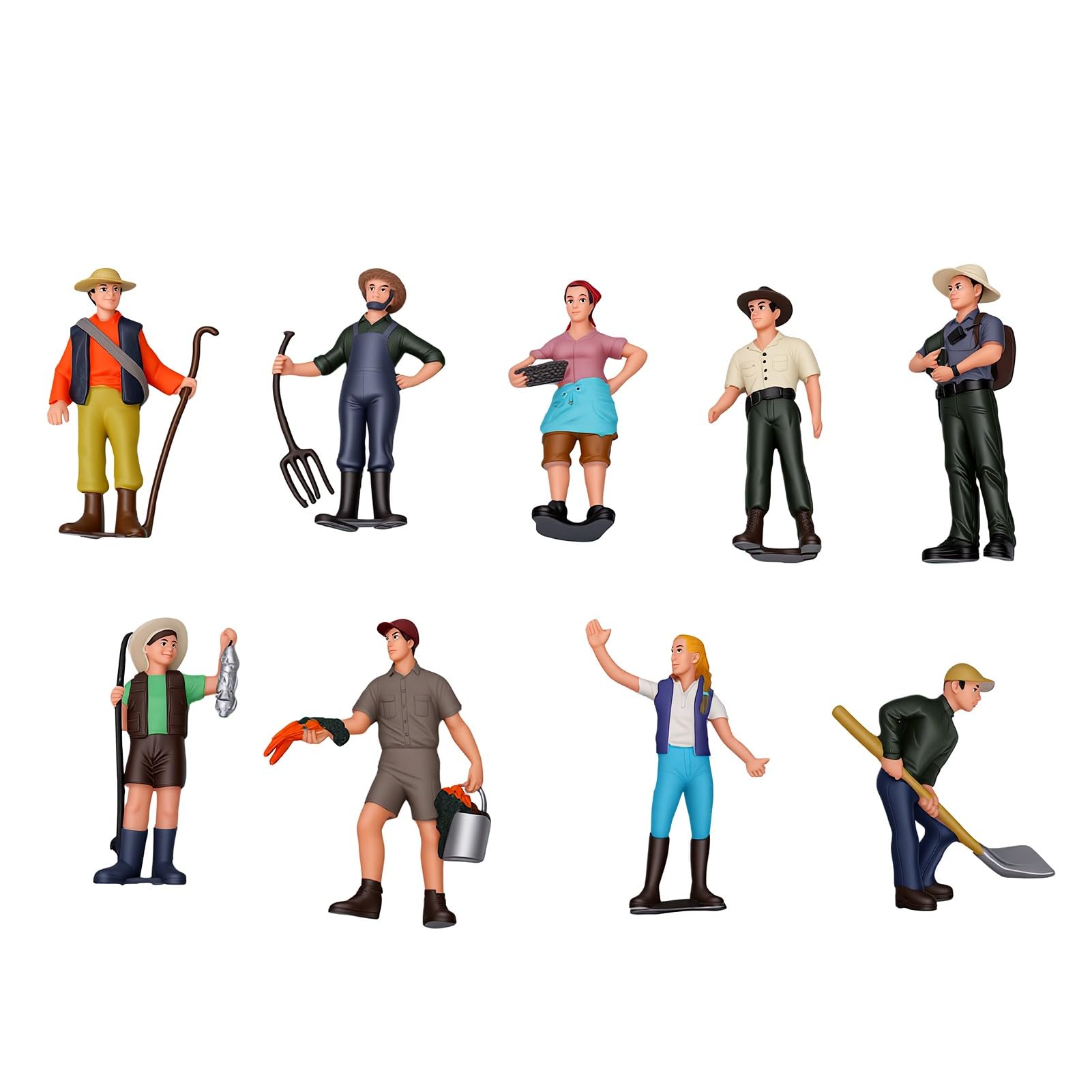 Yanmis Farmer People Figurines Set, 9 Piece Farm Worker Figures (9 PCS)