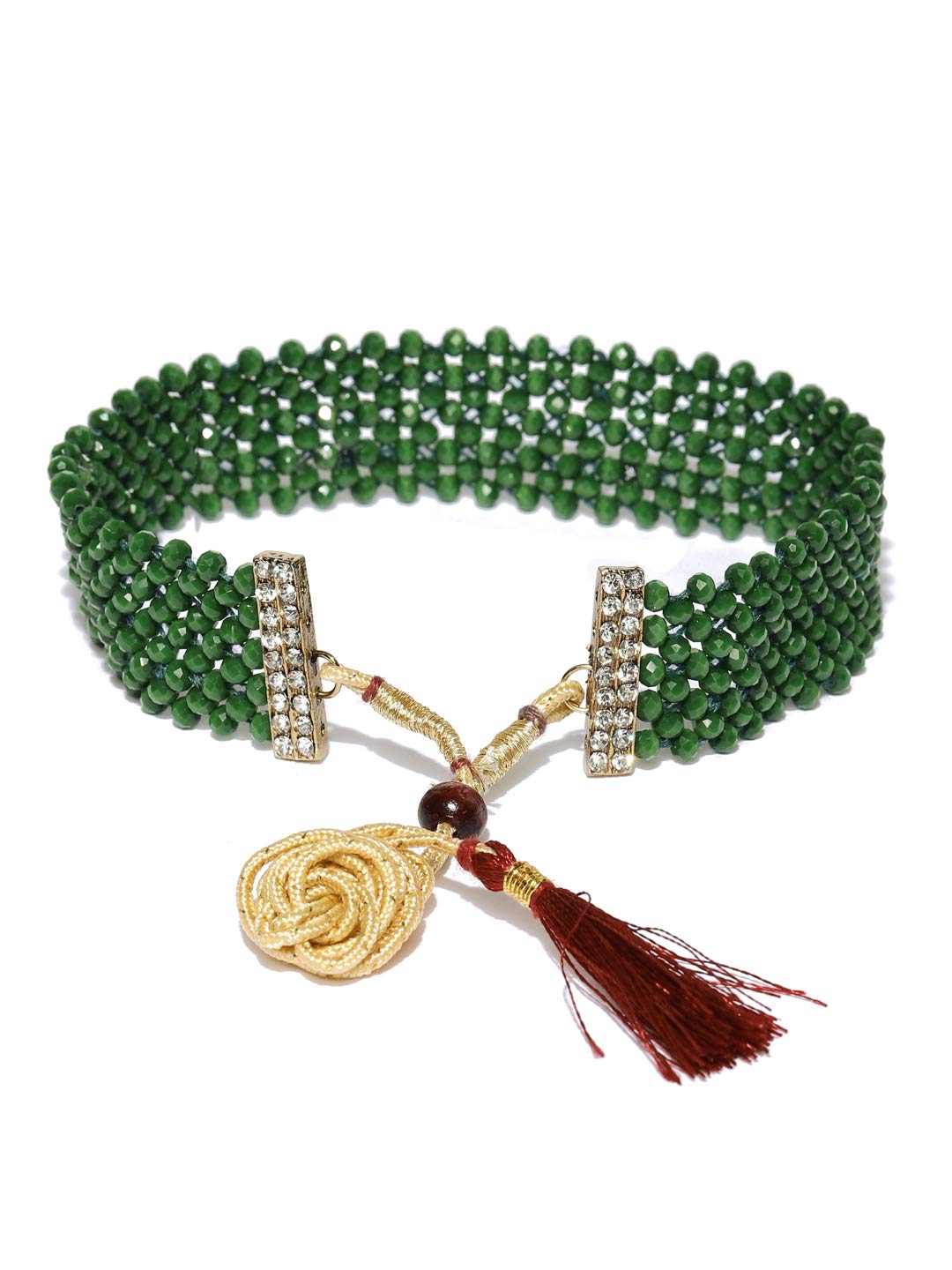 Women's Green Beaded Classic Necklace Set
