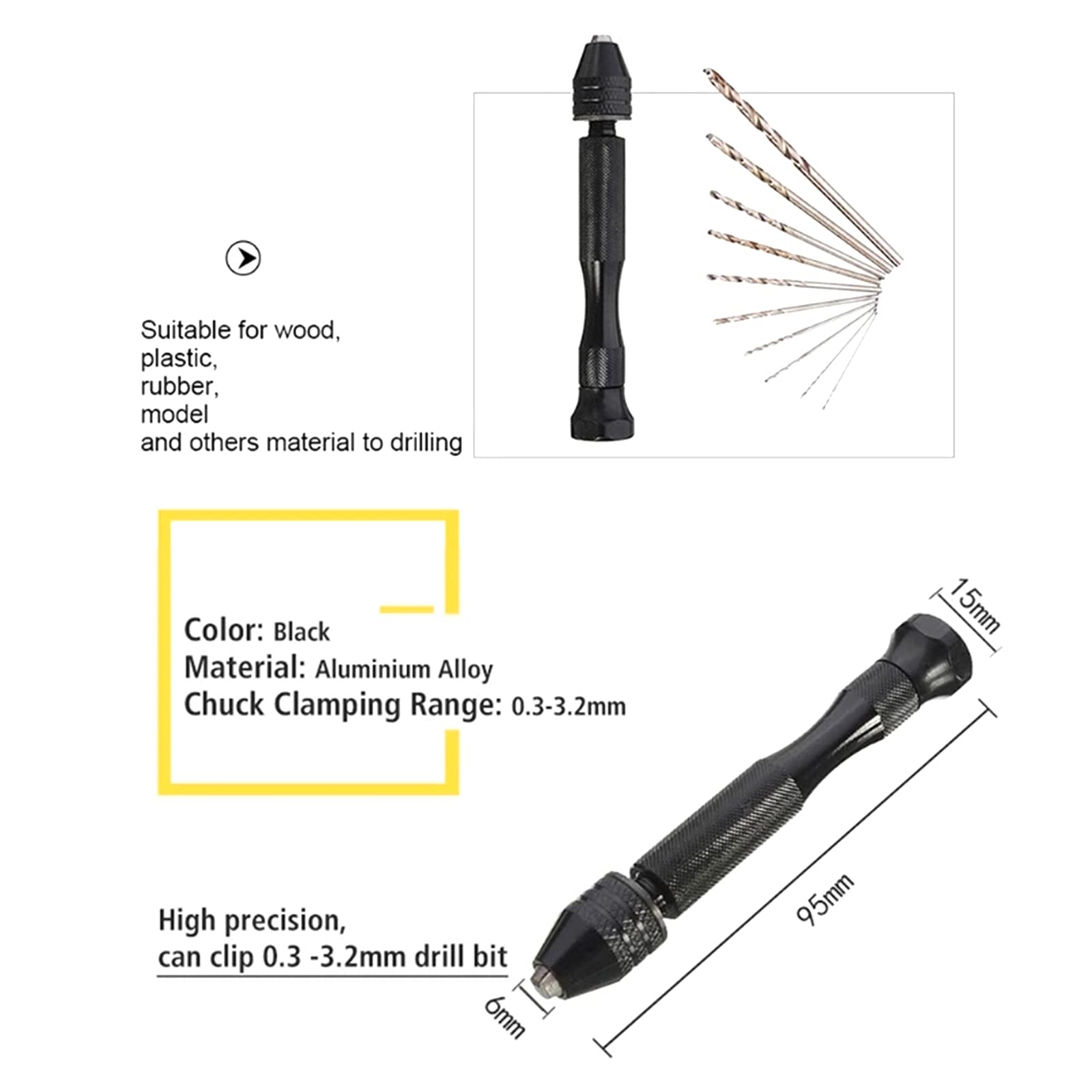 62 brocas de mano de 0,3-1,2 mm PCB y 0,5-3,0 broca helicoidal con punta de precisión para joyas de madera y plástico