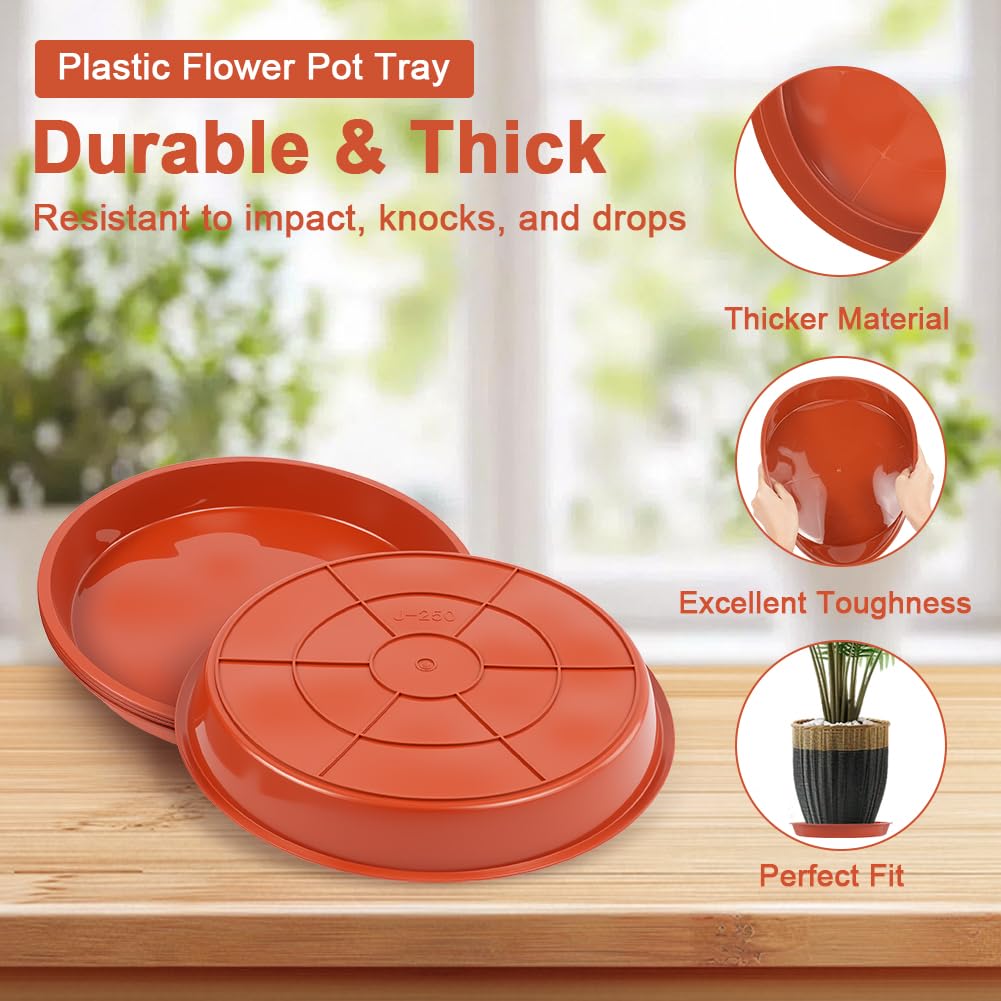 vsshe 5 Pack Plant Saucers, 30cm Round Plants Pots Trays, Heavy Duty Garden Plant Saucer, Plants Plastic Plate Pot Tray - Image 3
