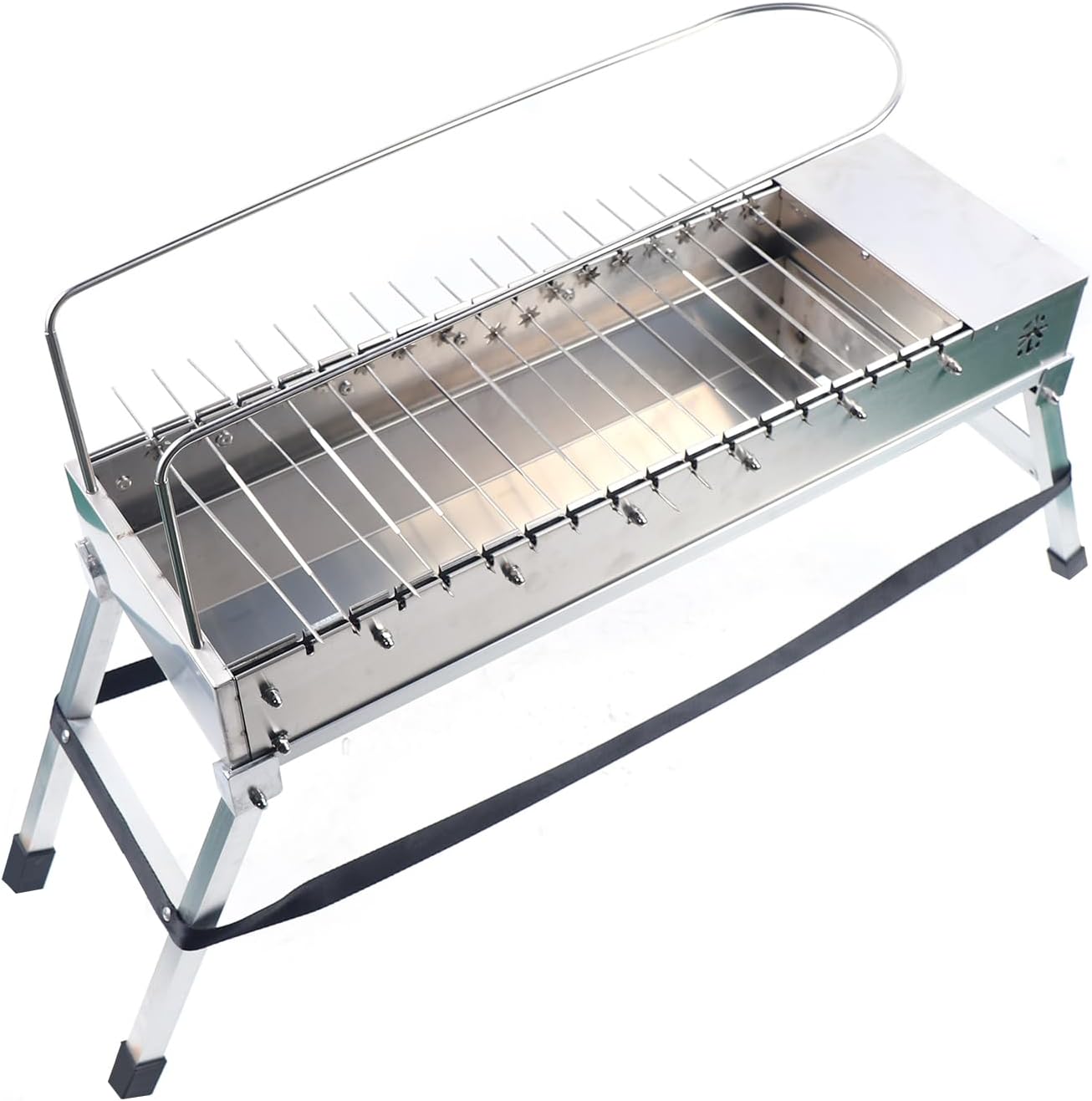 Automatic Rotisserie Grill Machine - 20 Skewer Foldable Electric BBQ Grill, USB-Powered, Auto Flip Stove for Outdoor Camping & Household Use, with Stainless Steel Skewers