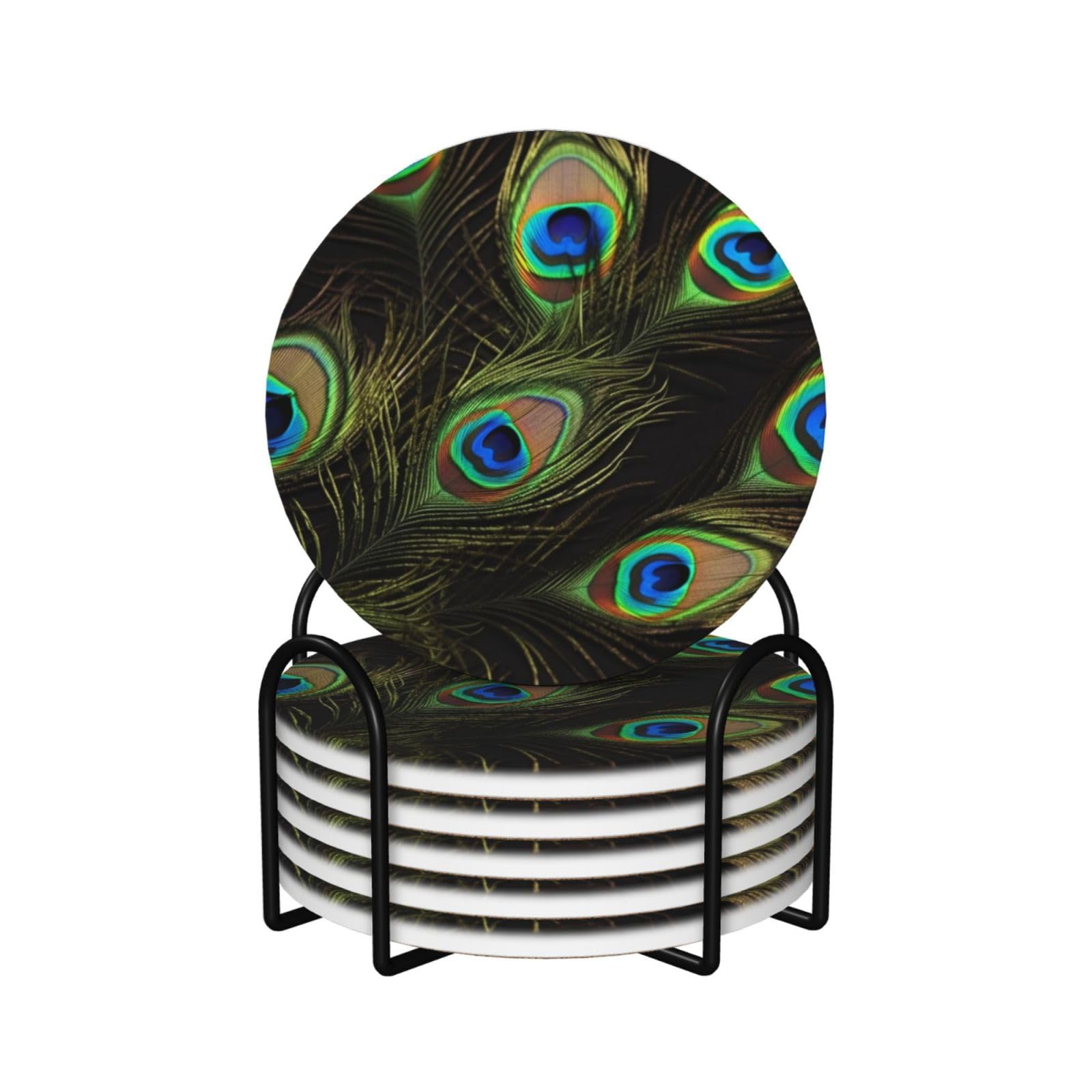 Dessous de verre en céramique avec support lot de 6 liège pour table