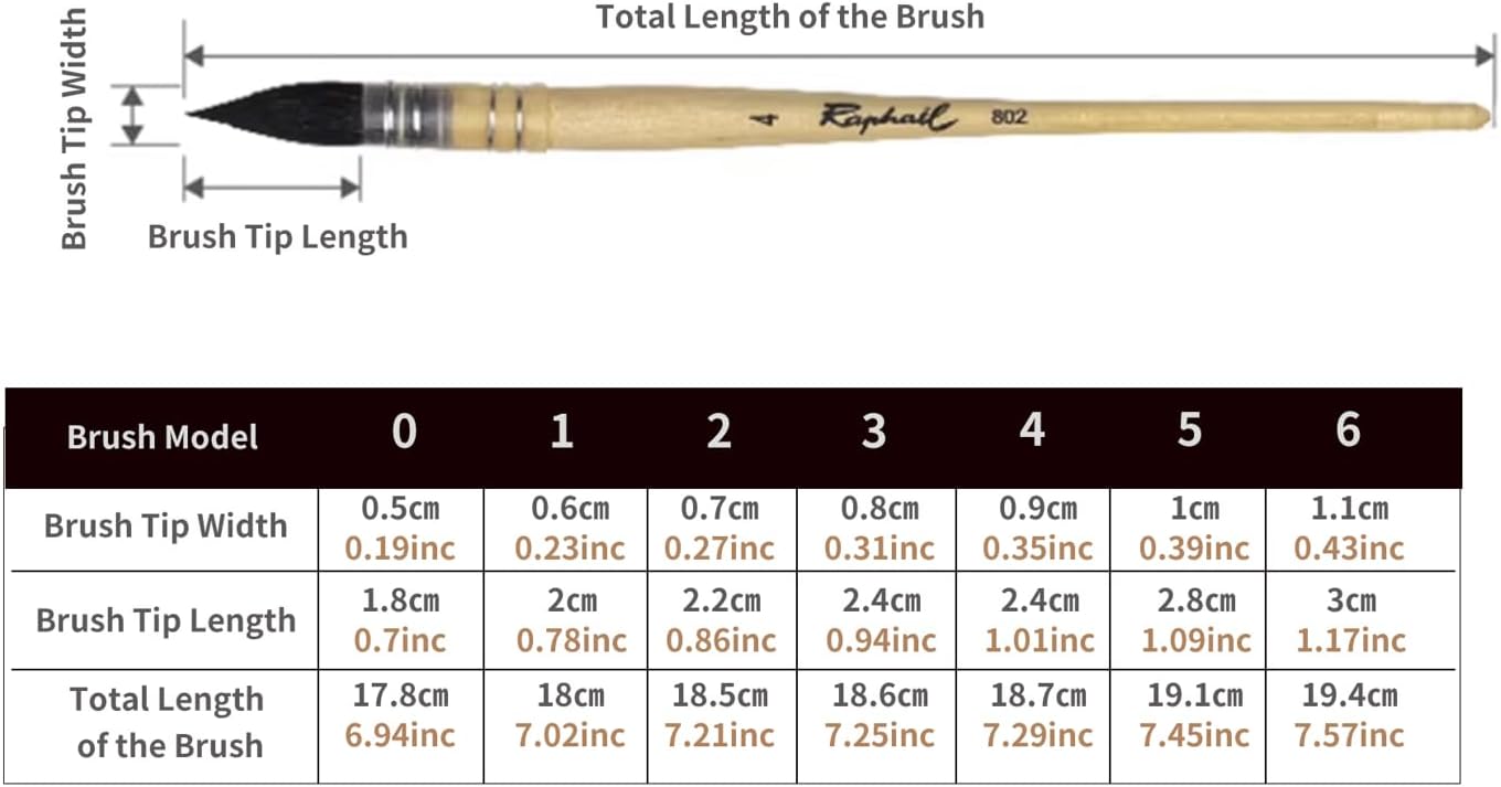 French Handmade Mixed Grey Mop Watercolor Brush – Classic French Style, Squirrel Hair Blend & Synthetic, High Water Retention for Watercolor & Gouache, Wooden Handle (Size-2)