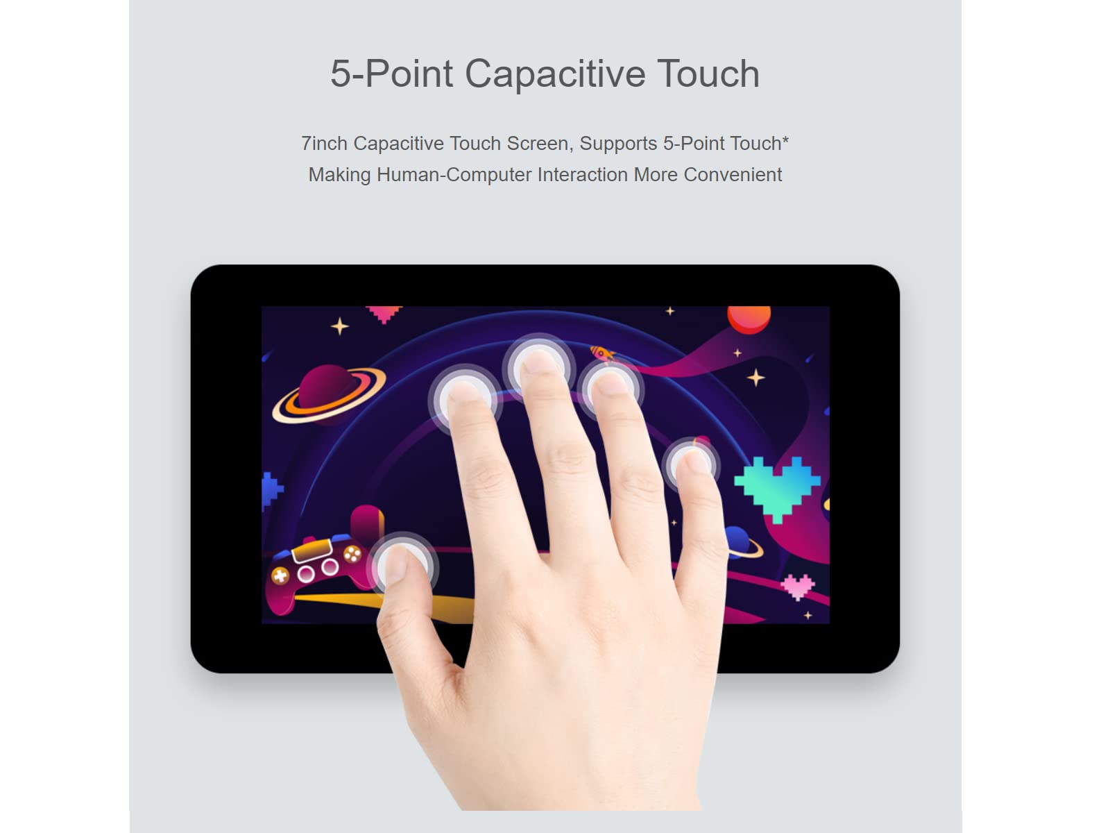 Waveshare 7 Inch 5-Point Capacitive Touch Screen Display Kit for Raspberry Pi Zero 7'' 1024×600 Resolution IPS Display Expansion Board,Easy to Build All-in-One Mini Computer