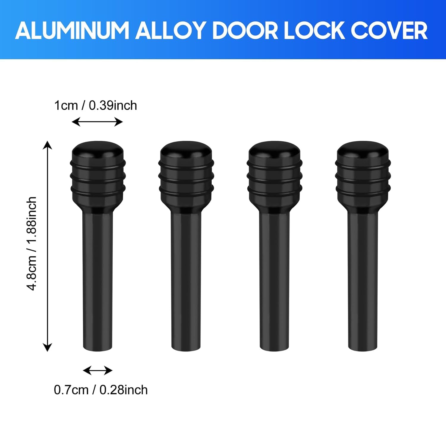Qutipek Aluminium Car Door Lock Knob 4 PCS Door Knob Pull Pins for Alto 800 Car Accessories Universal for All Cars (Black) 3