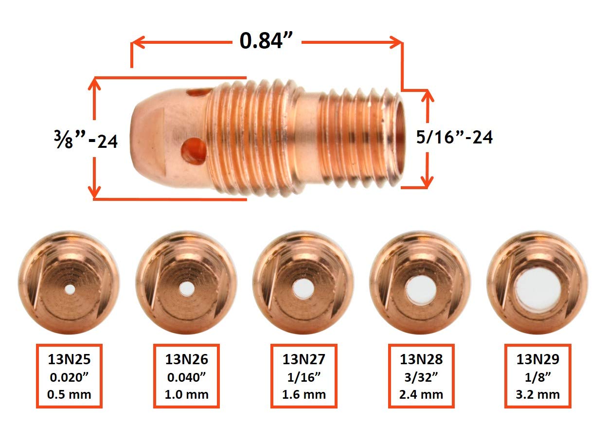 Standard Collet Body for TIG Welding Torches 9/20/25-1/8