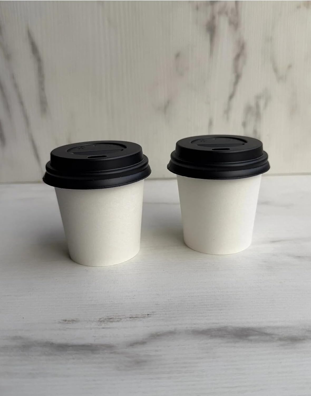 4 Oz(118ml) Kapaklı Karton Bardak 100 Adet Bardak+ 100 Adet Kapak Beyaz Desen Maycup