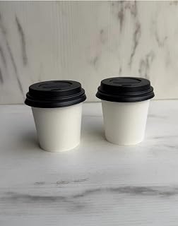 4 Oz(118ml) Kapaklı Karton Bardak 100 Adet Bardak+ 100 Adet Kapak Beyaz Desen Maycup