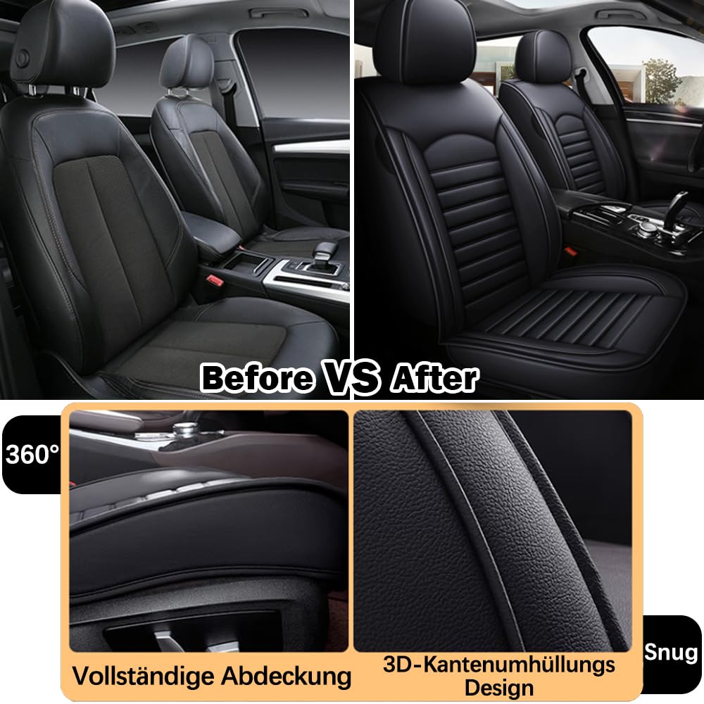 Set di 2 coprisedili anteriori in ecopelle per VW Amarok Beetle Bora CC Caddy EOS Fox Golf Plus SV Jetta Passat Polo Sharan T-Cross T-Roc Taigo Tiguan Allspace Touran e-Golf Golf