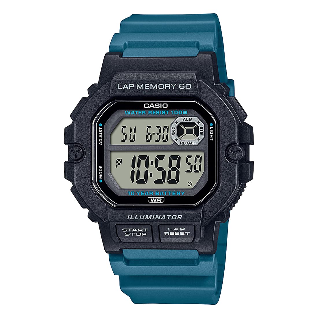 CasioMen's Watch - WS-1400H-3AVDF Clear Dial