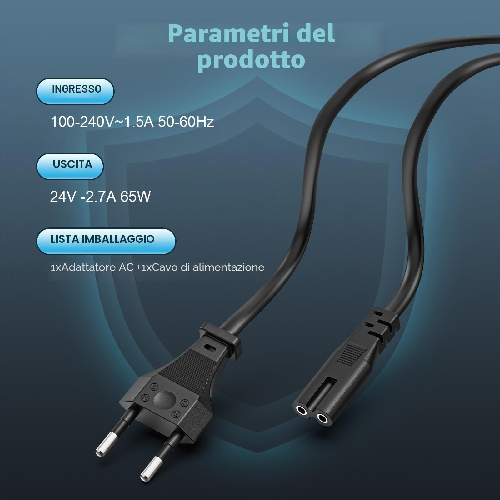 shefor Alimentatore Caricabatterie 24V Compatibile con Logitech Racing Wheel G920 G923 G940 G25 G27 G29 GT Microsoft Wireless Xbox 360 E-X5C19 EX5C19 841-000038 PS3 G25 190211-0010 Adattatore
