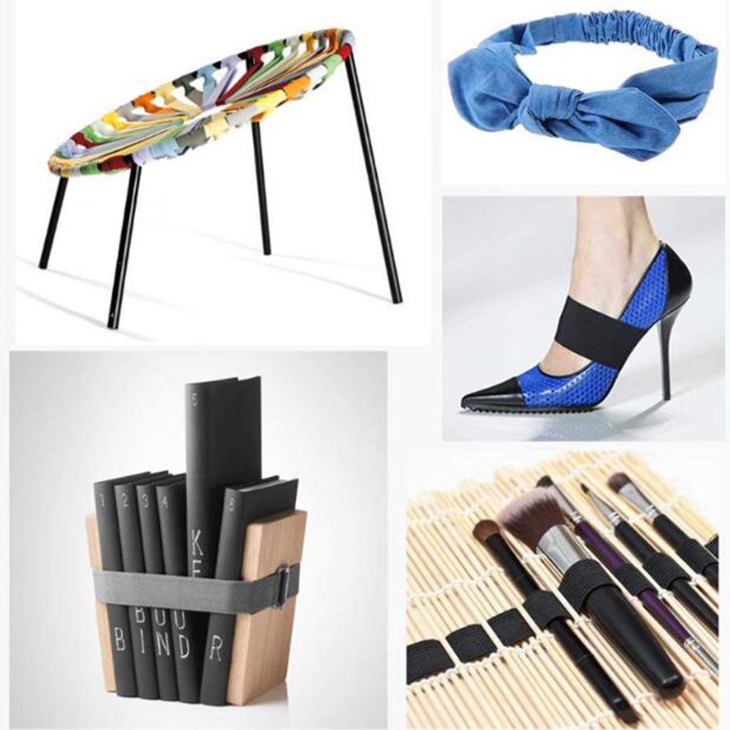 Juego de 3 bandas elásticas planas de 17.5 yardas de ancho para pantalones, costura, ropa, bricolaje, color negro