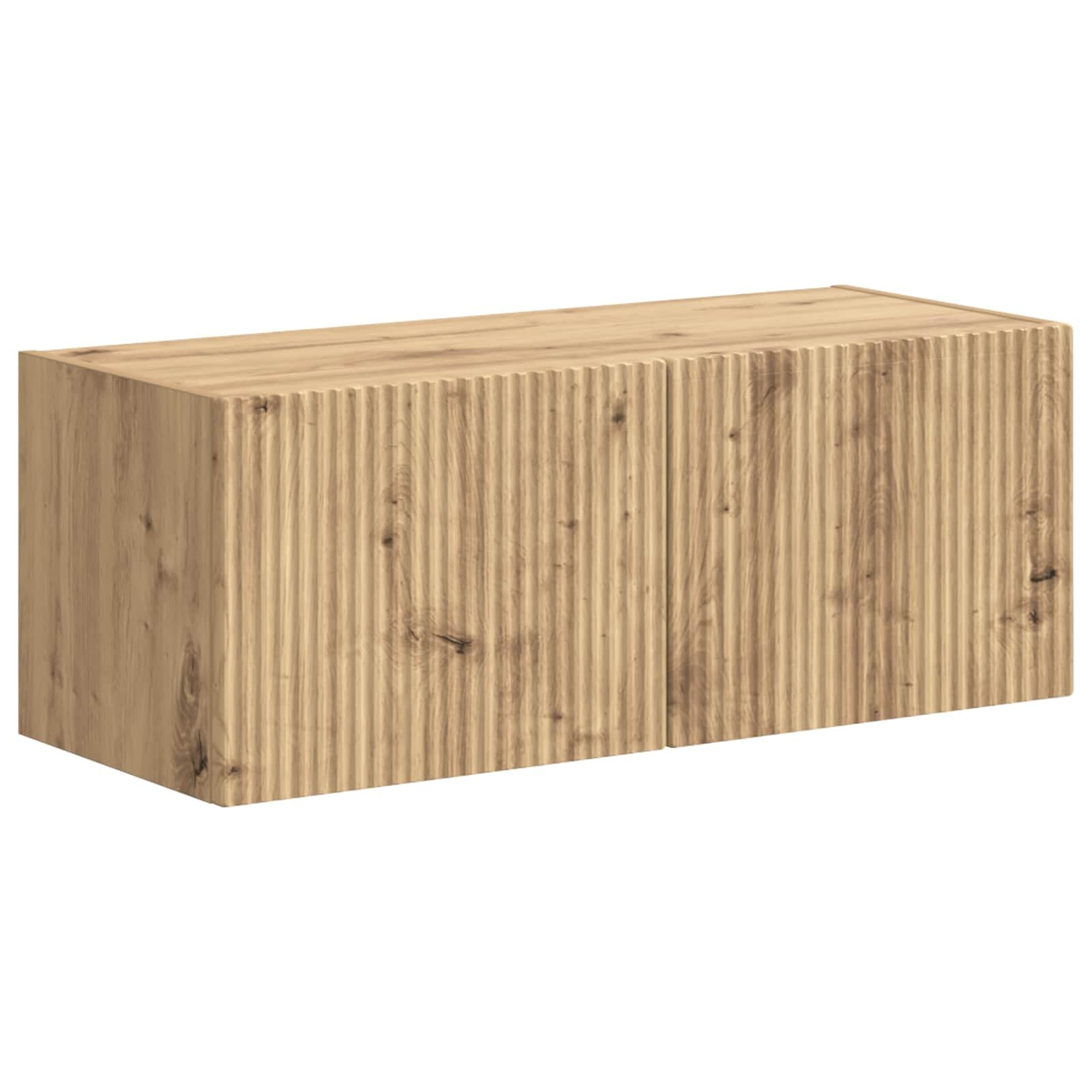 Set di 4 mobili per TV da parete, in rovere Artisan, dimensioni su misura: 30-78,5 cm, ideali per conservare i media organizzati