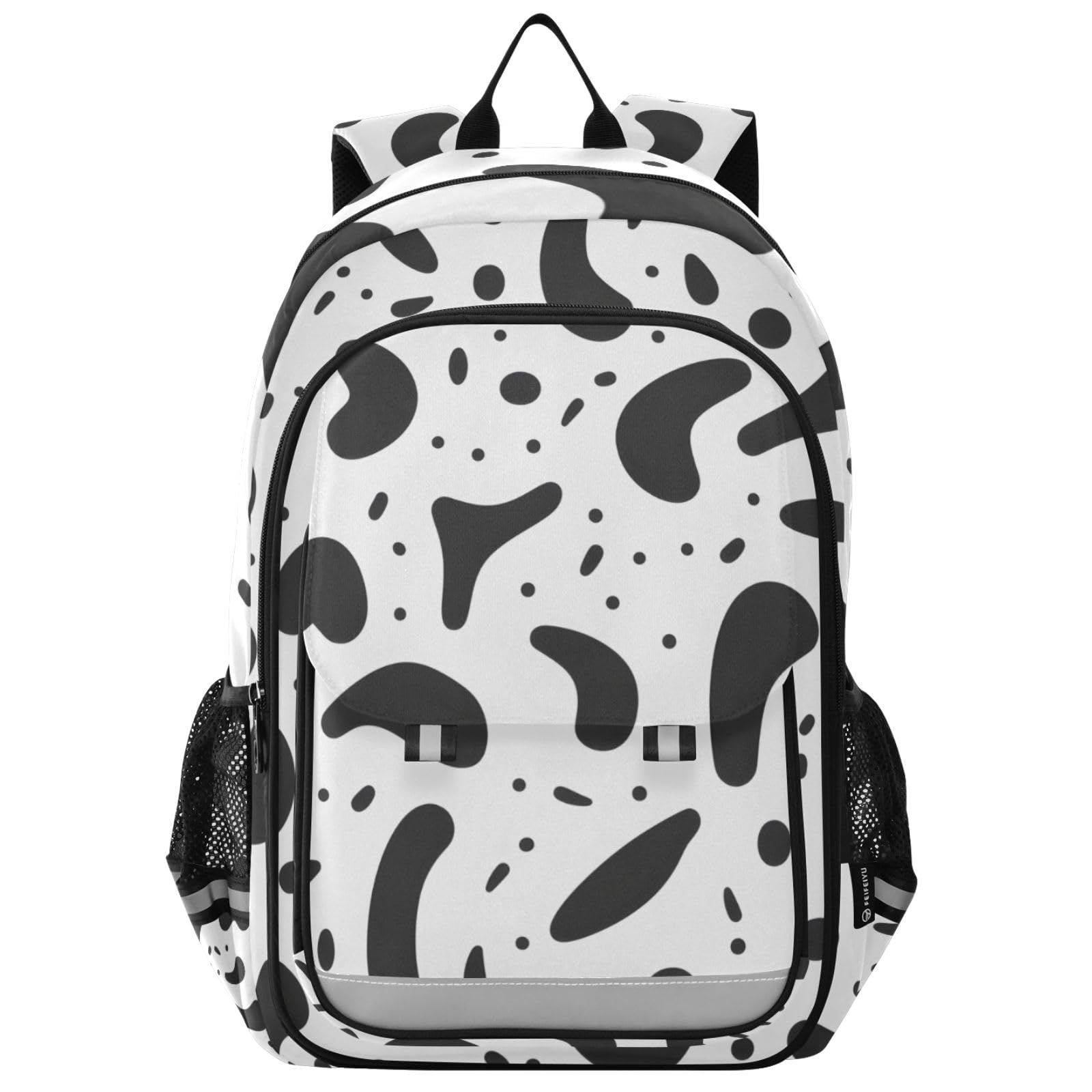 White Abstract Shapes Laptop Backpack for Boys Girls Bookbag Travel Bag Casual Daypack School Backpack for Students