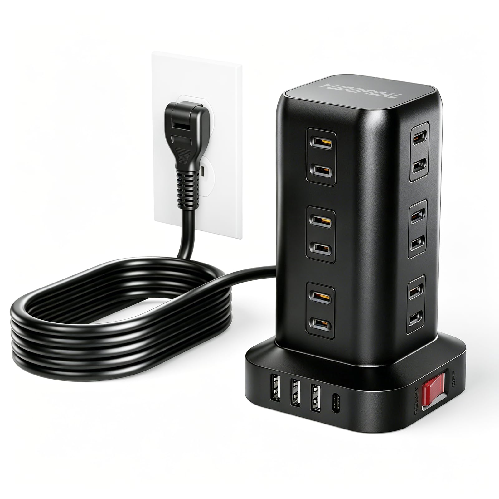YUDOFICAL 電源タップ タワー型 延長コード 2m 12個ACコンセント…