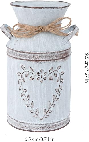 Miniatura 5 de 2 jarrones de metal galvanizados para regadera de leche, soporte rústico para plantas, maceta para el hogar, oficina, jardín, decoración interior y