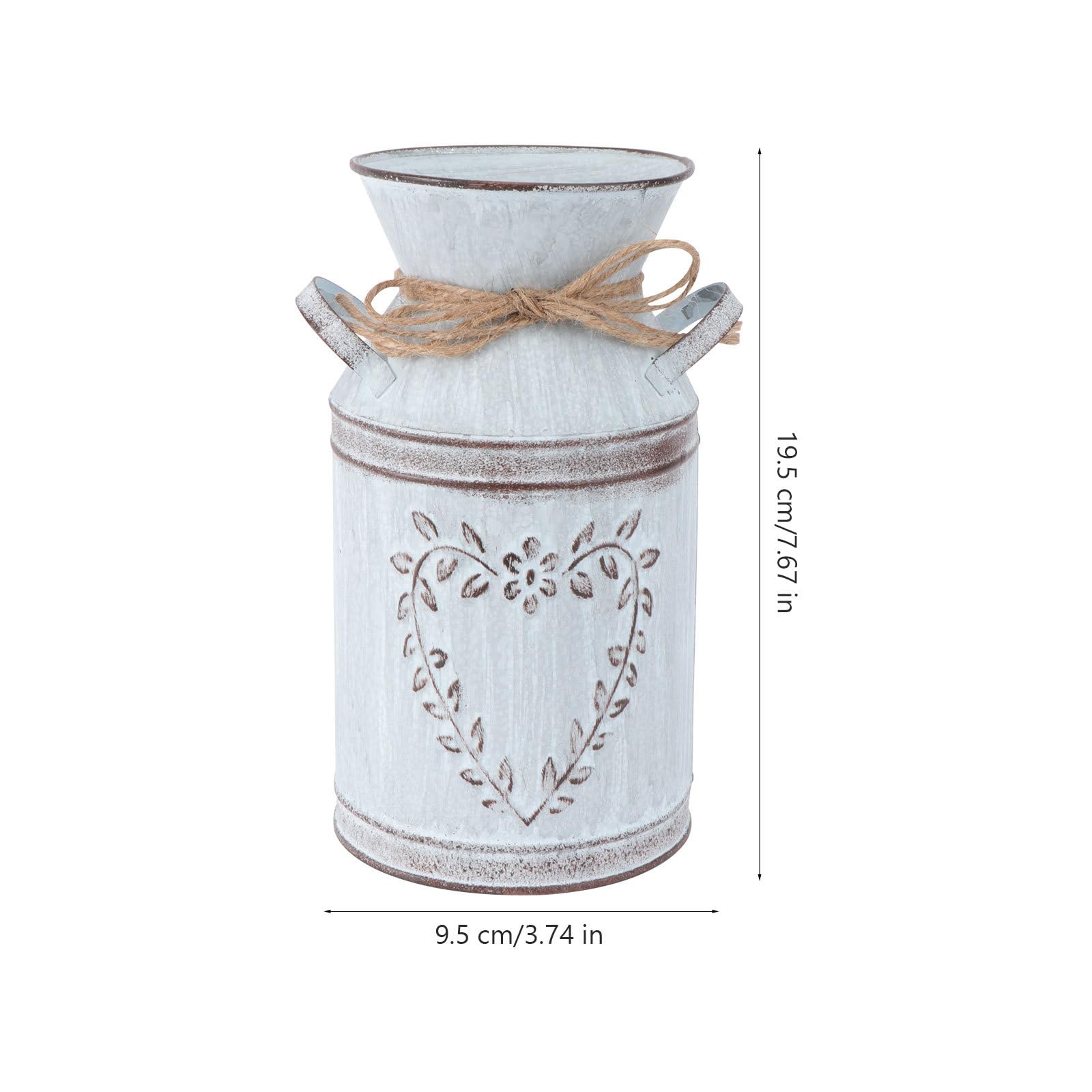 Happyyami Rustic Metal Flower Vase Heart Jug Vase Shabby Chic Milk can Galvanized Jug Decorative Pitcher Tin for Table Centerpieces Bedroom Kitchen Decor - Image 2