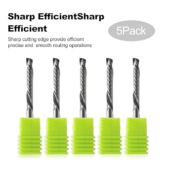 5PCS Carbide Compression Router Bit Up & Down Single Flute End Mills 4mm Shank with 4mm Cuting Diameter,22 mm Cutting Length for CNC Mill Machine Woodworking