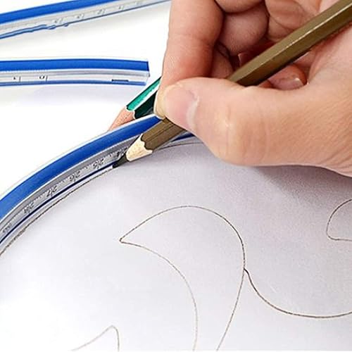 Miniatura 5 de 1 paquete de regla de curva flexible de 24 pulgadas (23.6in) de regla de diseño flexible para costura de dibujo, regla curva, regla curva, regla